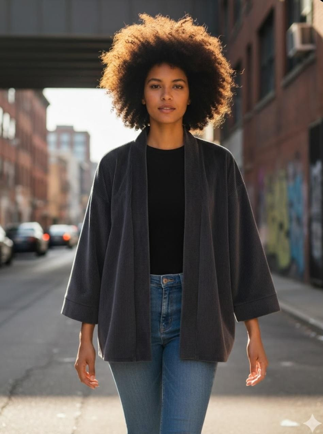 Kimono court velours côtelé 