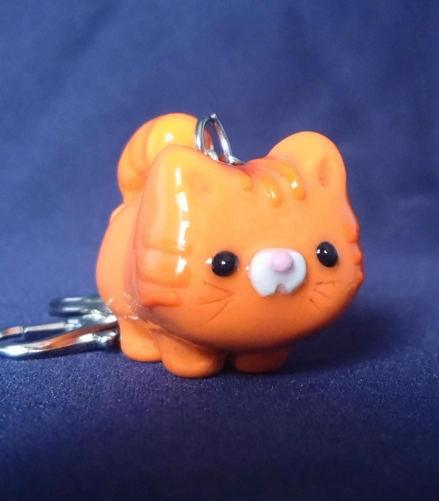 Orange cat clay charm