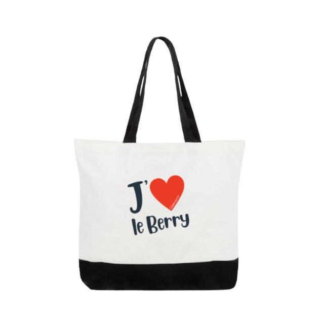Grand sac fourre-tout en coton "J'aime le Berry"