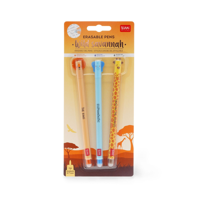 Set di 3 Penne Gel Cancellabili Wild Savannah - Erasable Pen