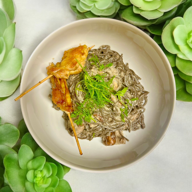 Soba à la crème coco-champignons bruns