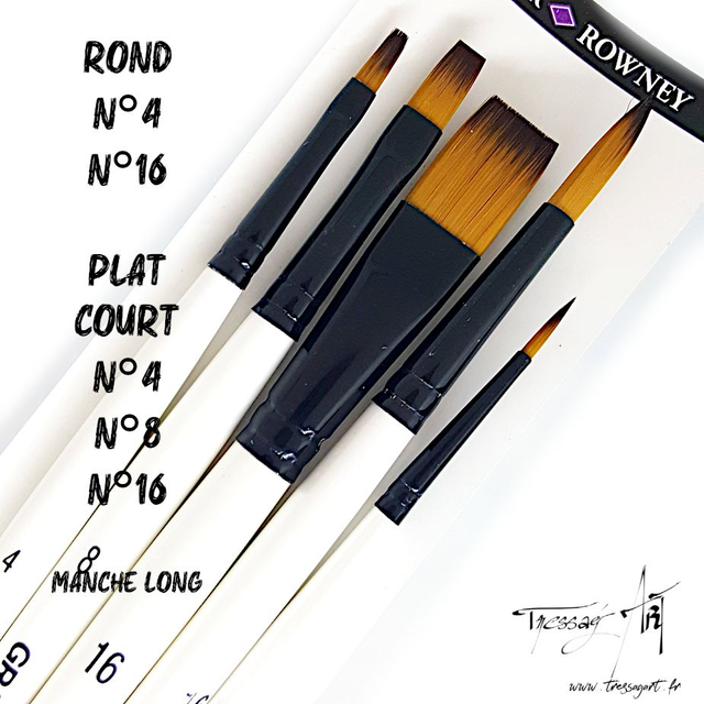 DALER ROWNEY - PINCEAUX LONGS PAR 5 - ROND N°4, N°16 - PLAT COURT N°4, N°8, N°16 - CA103000