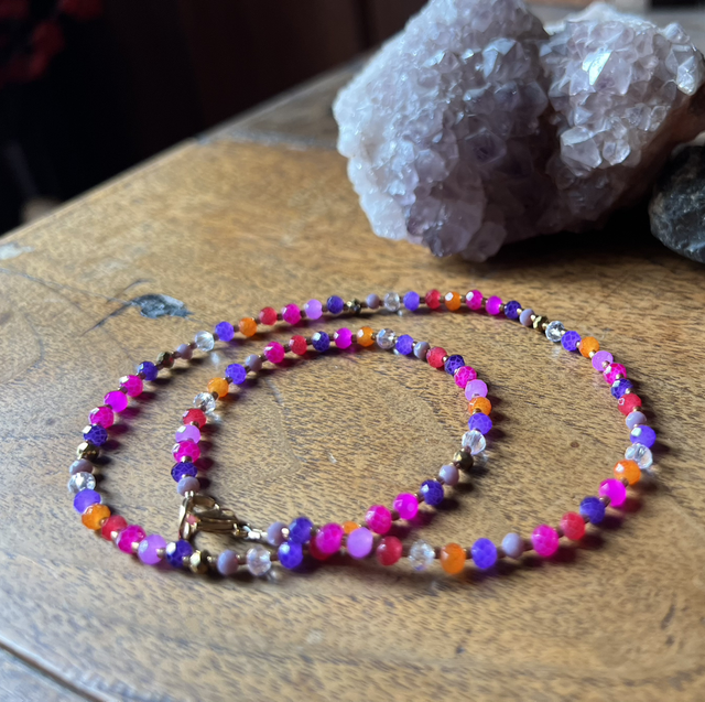 Collier Patchwork Rose orange violet …