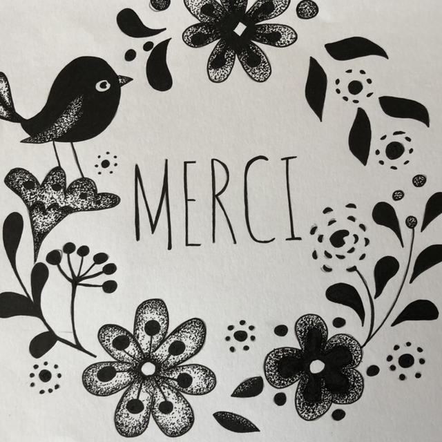 Lettring - merci oiseaux - 21 x 30 cm - encadrement 