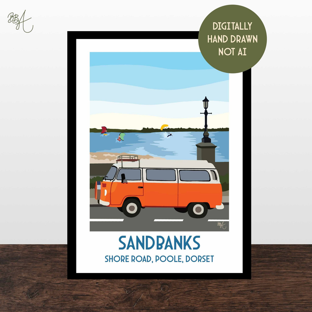 Sandbanks, Travel Poster Print - Vintage Style Dorset Wall Art