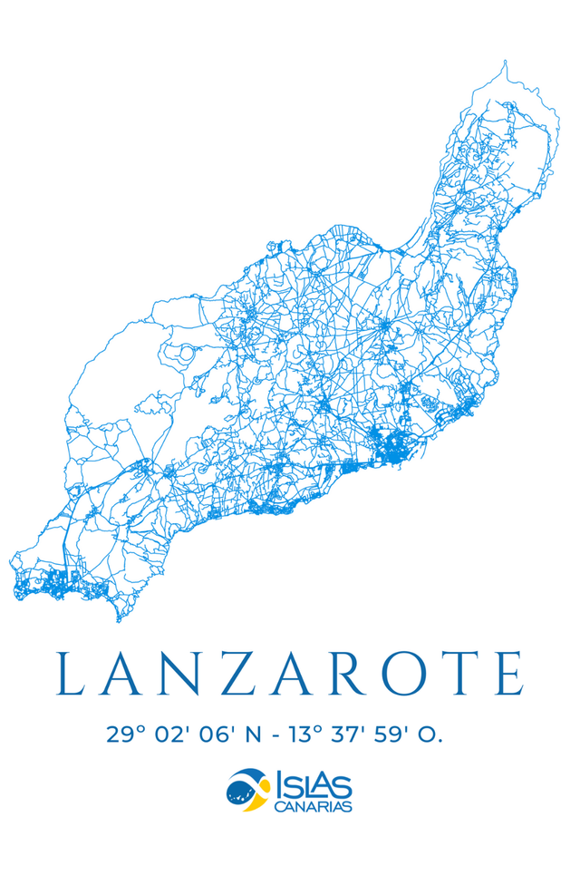 Lámina de Lanzarote con coordenadas