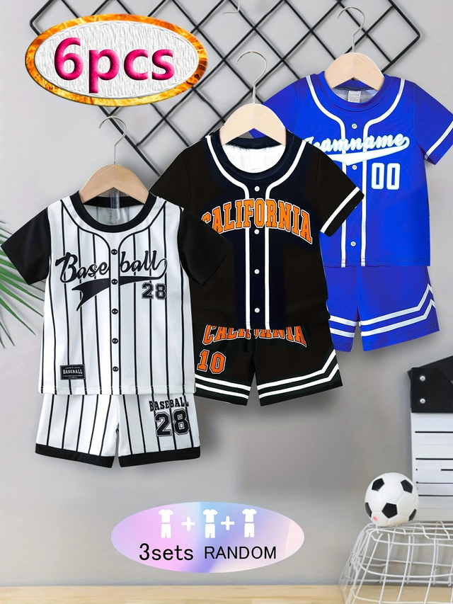 Boys 3 sets short-sleeved suit with sports letter pattern