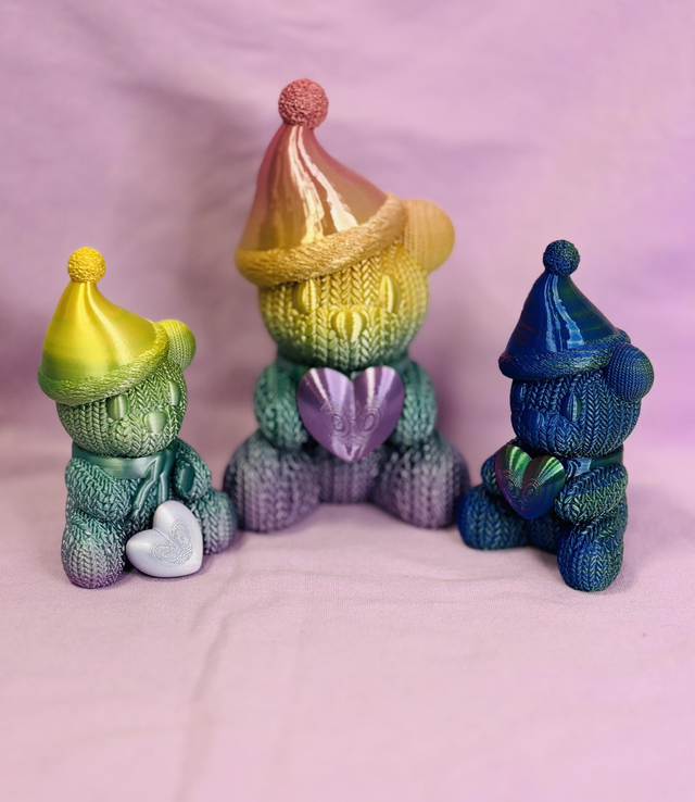 Ourson de noël avec coeur motif laine