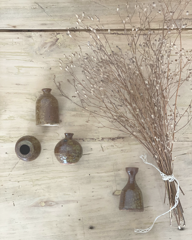 Lot Mini pots en grès vernissé