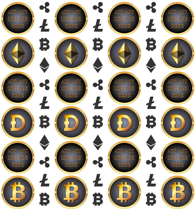 Crypto Currency Bit Coin ETH DOGE LTC BTC Personalised Gift Wrap Wrapping Paper