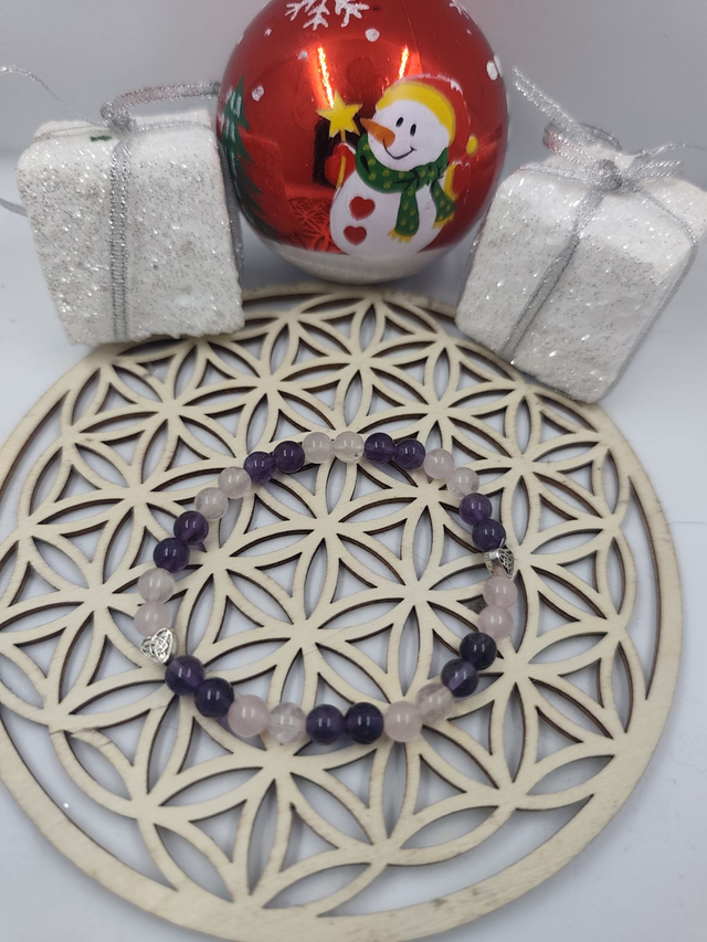 Bracelet Quartz Rose &amp; Améthyste 