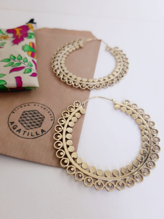 GRANDES BOUCLES D&#039;OREILLS CRÉOLES INDIENNE ANNEAUX 