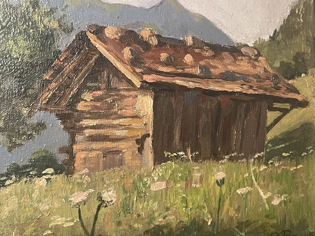 1930 Peinture encadrée Paysage Montagne