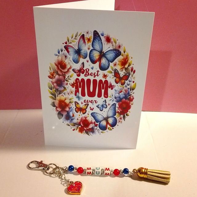 Best Mum Ever Card &amp; Bag Charm - MOTHER'S DAY - MUM BIRTHDAY - 3 Designs