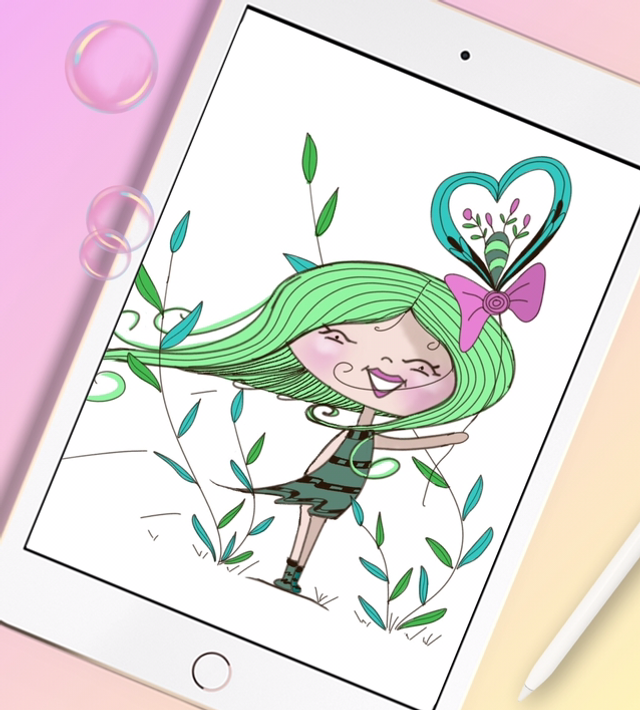 Illustration personnalisée - 1 personnage + 1 objet/élément de décors simple/élément de la nature