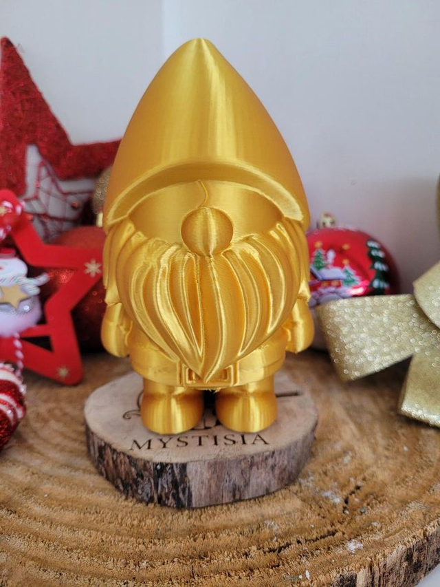 Gnome de Noël doré en PLA – 10 cm 