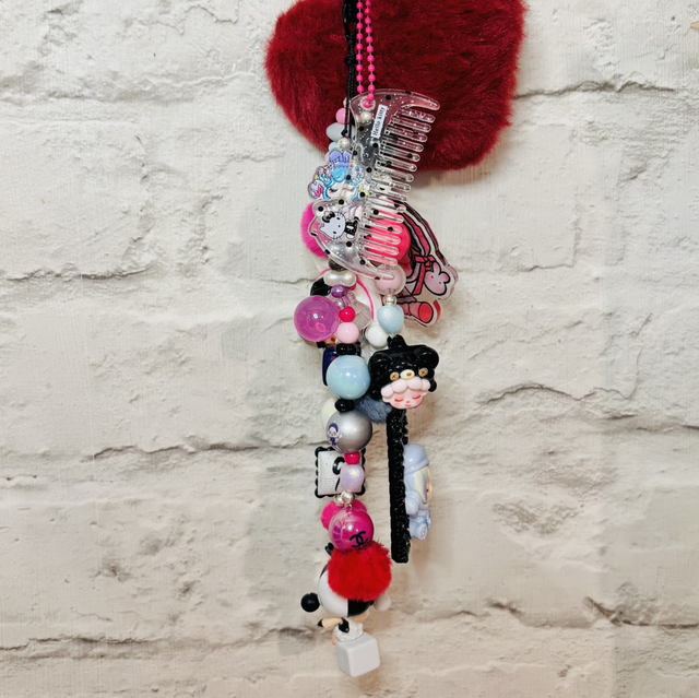 Skull Panda inspired design beaded keychain