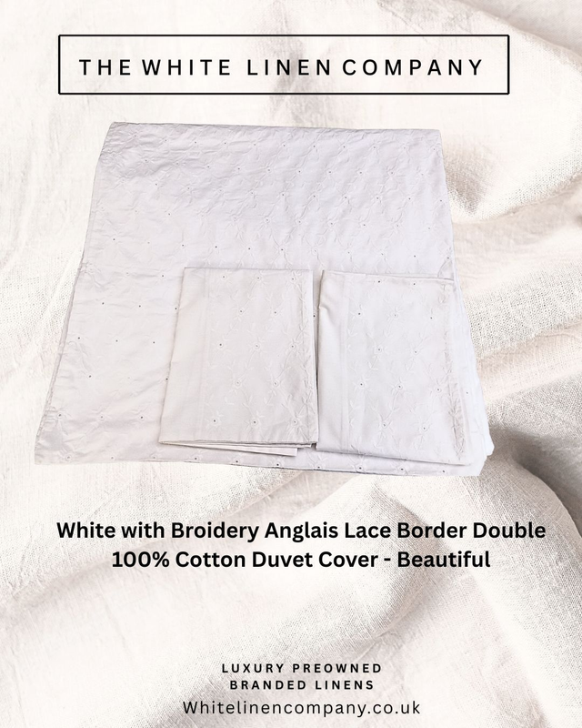 ALSO HOME Lace TrimmedQueen  Double White 100% Cotton Duvet Cover