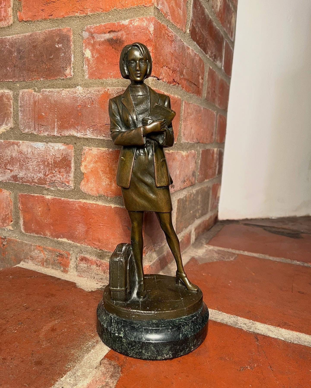 Bronze Figure of A Business Woman Mounted on A Marble Base