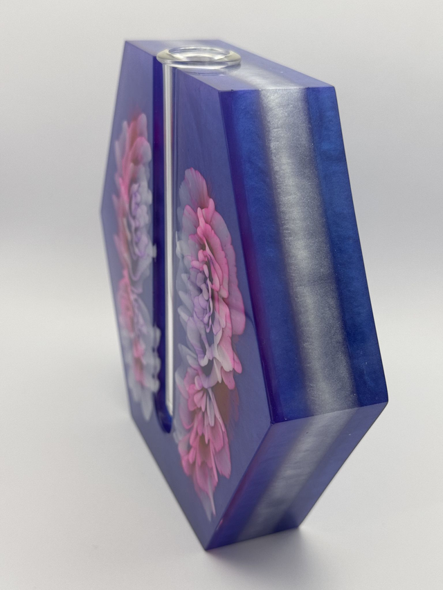 Purple Bloom Resin Hexagonal Propagation Vase