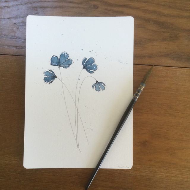 Aquarelle fleurs bleues FB03
