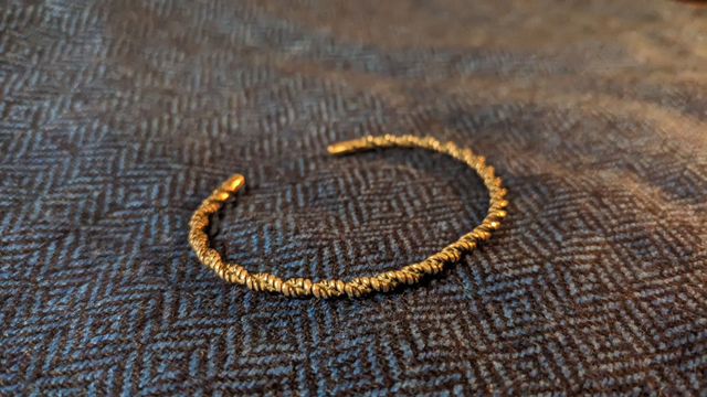 Fine twisted silver arm ring