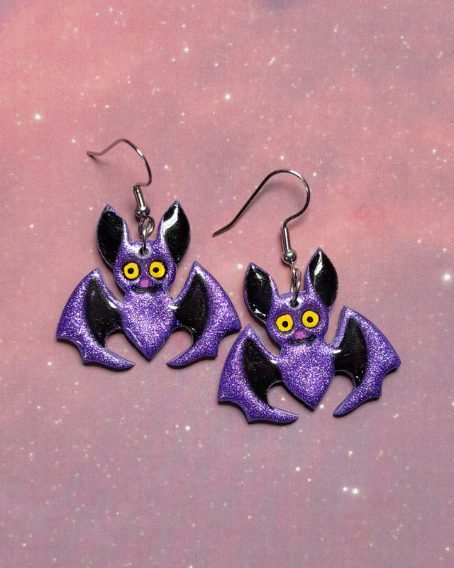 Oversized Sparkly Purple Bat Drops