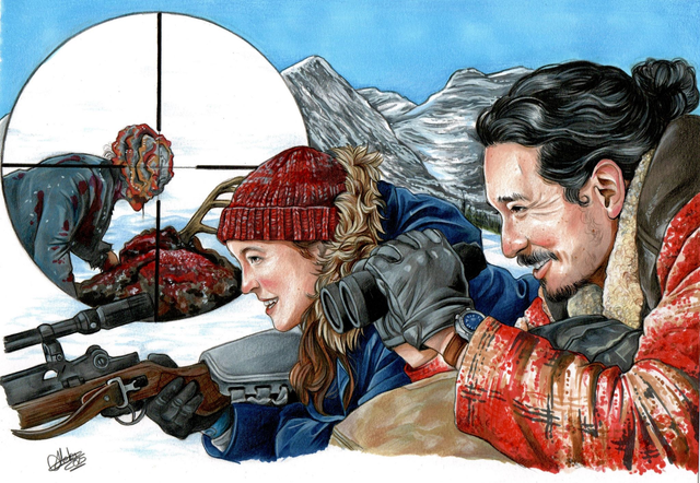 Ellie &amp; Tommy Sniping lesson Print