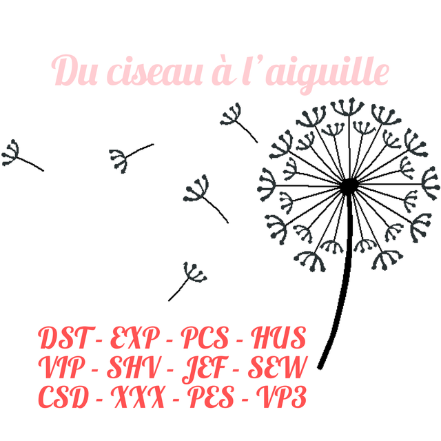 fichier broderie fleurs de pissenlit - Cadre 10x10 /12 Formats