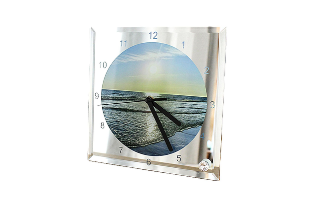 20cm Glass Clock with Daliburgh Beach Print