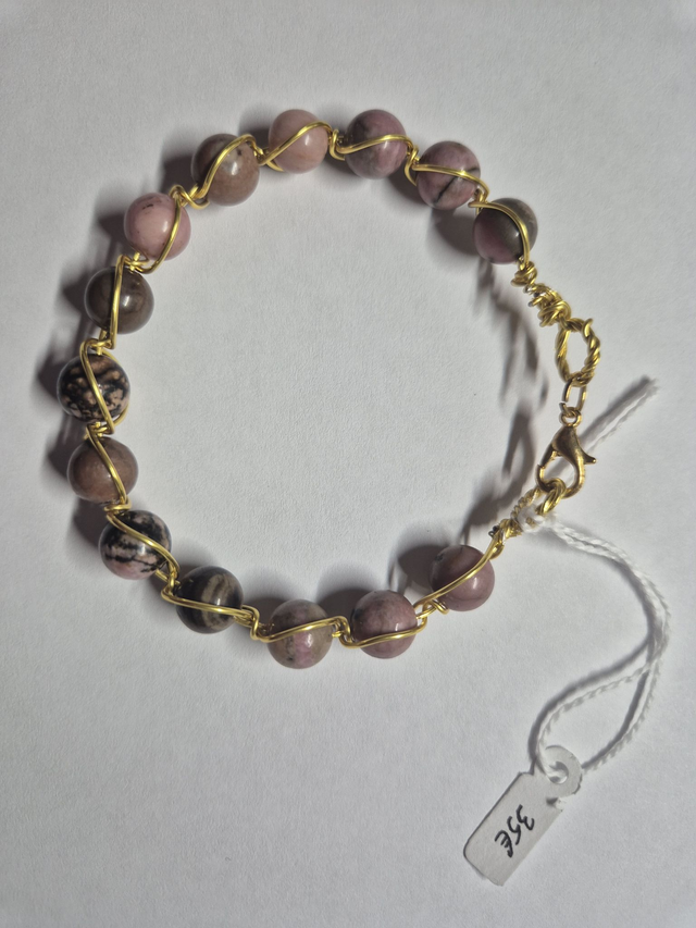bracelet en acier inoxidable doré rhodonite australiennt