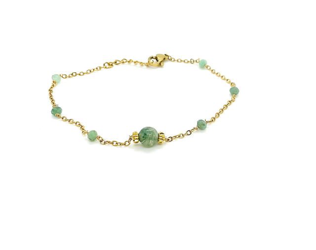 Bracelet fin Emeraude et Agate Mousse