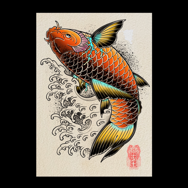 Orange Pawer koi