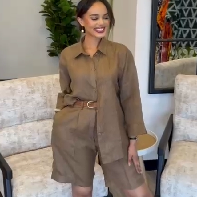 Linen shorts set