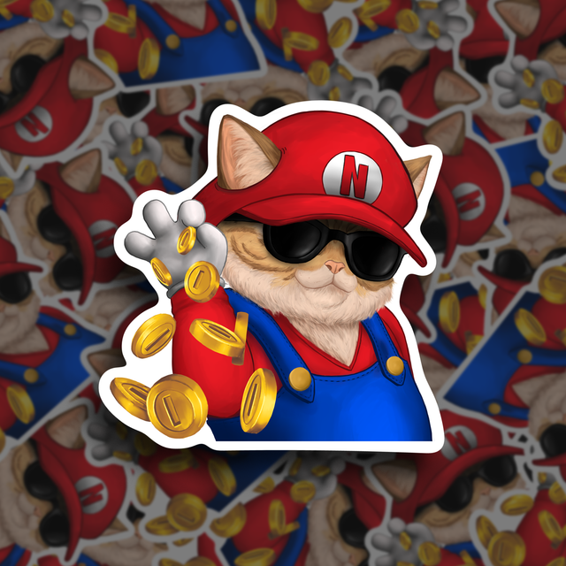 Mario Cat - Sticker 