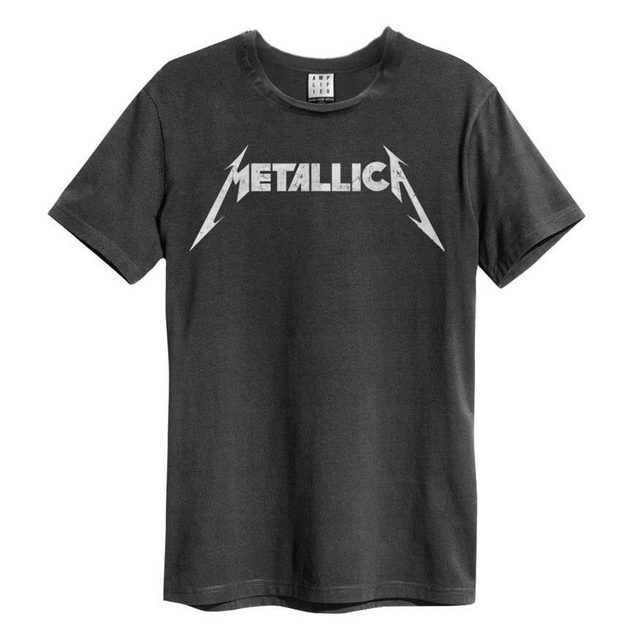 Metallica Logo Amplified Vintage Charcoal T Shirt