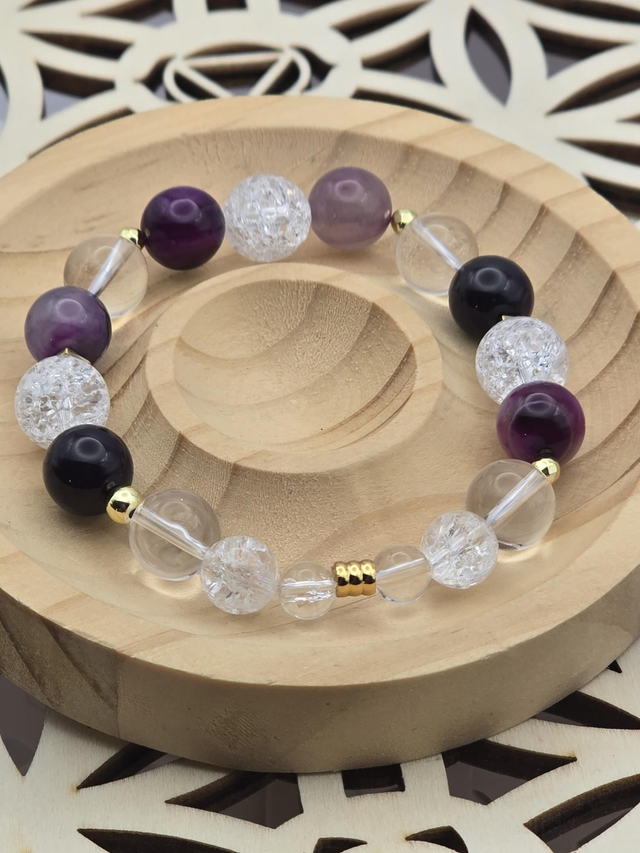 Bracelet Cristal de roche et Agate 1 cm 