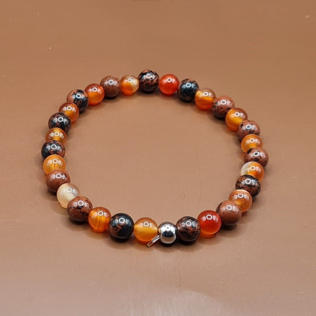 Bracelet Cornaline – obsidienne acajou