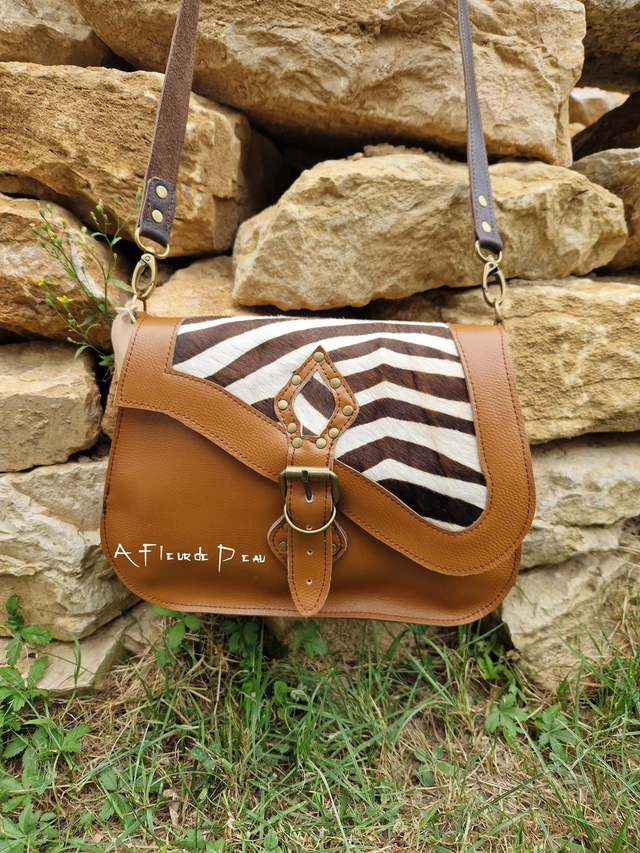 Sac 100% cuir motif zèbre.