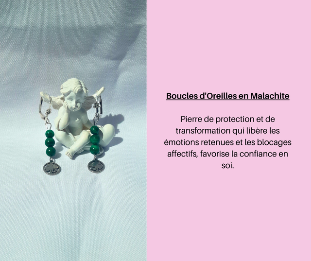 1- Boucles d'Oreilles en Malachite