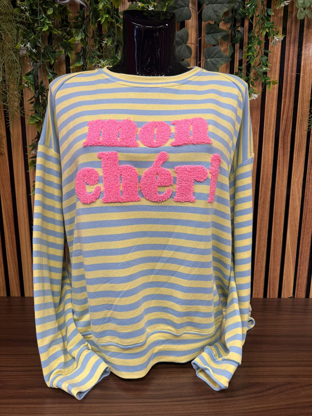 Sweater mon chéri - blauw/geel