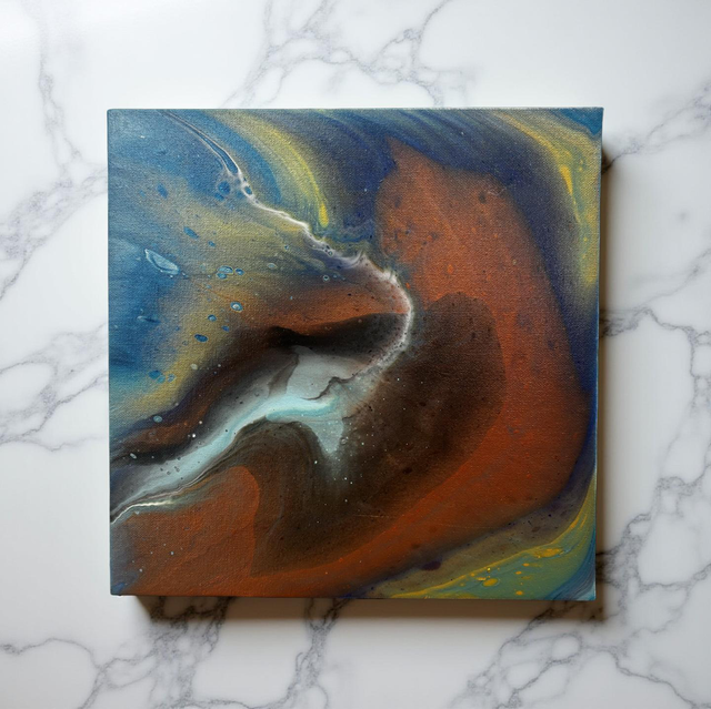 Hand Poured Acrylic Abstract Painting - 12x12 inch - POPOLS111
