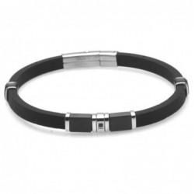 Bracciale uomo in caucciù con inserto in acciaio 
