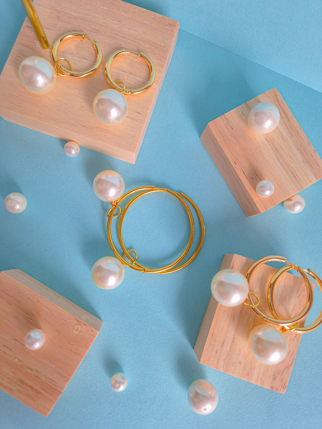 Boucles d’oreilles créole acier inoxydable - Perle de sirène