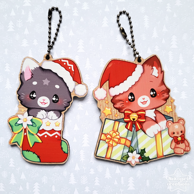 Décoration de noël en bois - Chats