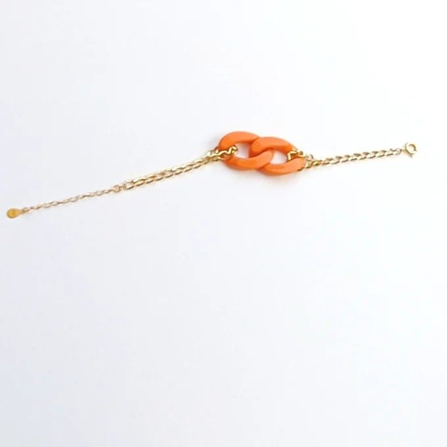 Bracelet fin doré à maillons orange – Collection Altissima – Pièce unique en or fin 24k et gold filled