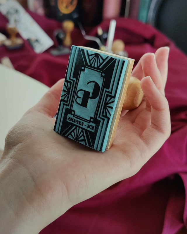 Ex-libris cadre art déco - Tampon personnalisé