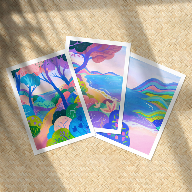 Lot de 3 cartes Postales Bord de Mer