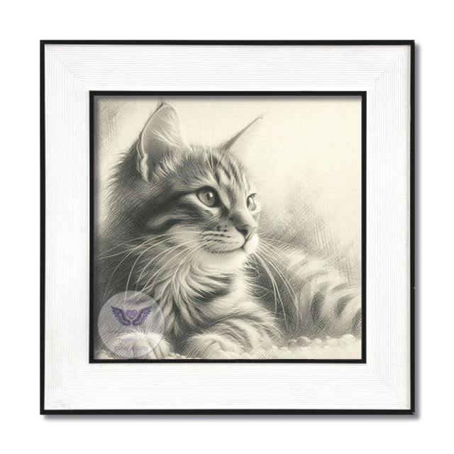 Artistic print of cat in square frame (C21)