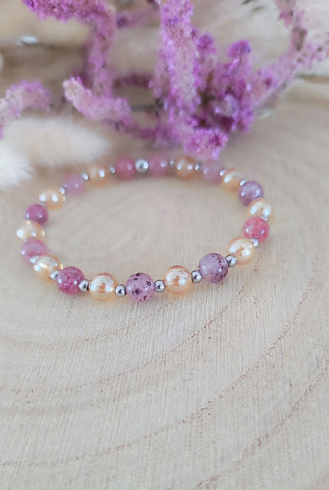 Bracelet "Épanouissement et Joie" Quartz fraise